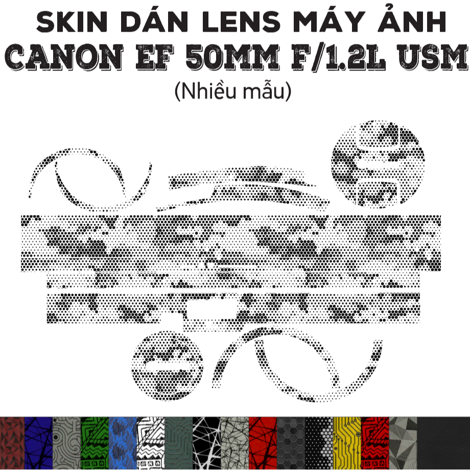 Skin dán Lens Canon EF 50mm f1.2L USM (Nhiều mẫu) | Decal Film 3M dán bảo vệ ống kính máy ảnh 50 mm