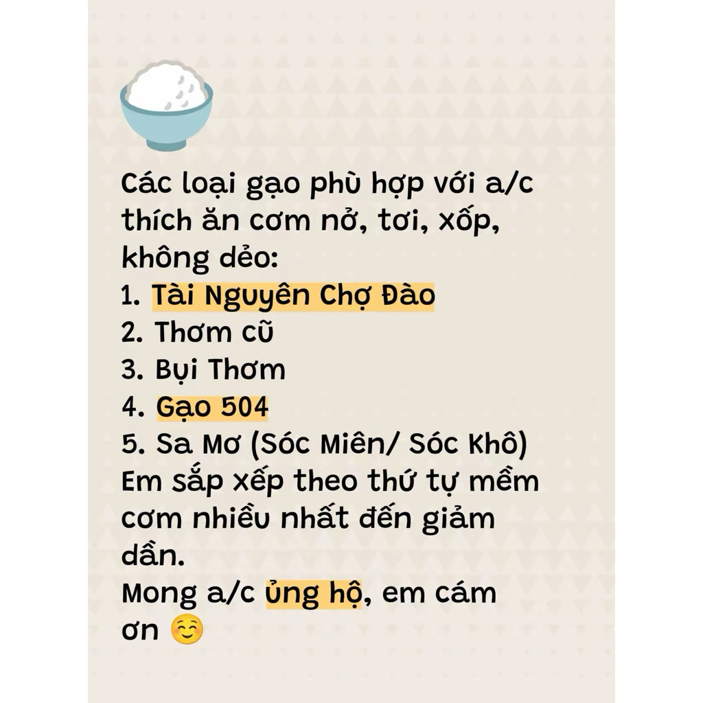 Gạo Sa Mơ (Sóc Khô) - Xốp và Nở nhiều, Thơm ít, Không Dẻo