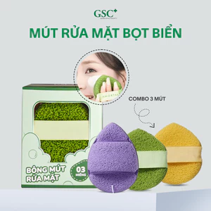 Hộp bông mút rửa mặt GSC gồm 3 miếng giúp làm sạch sâu