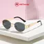 Kính râm oval gọng kim loại T9 chống tia UV tặng túi đựng kính khăn lau kính