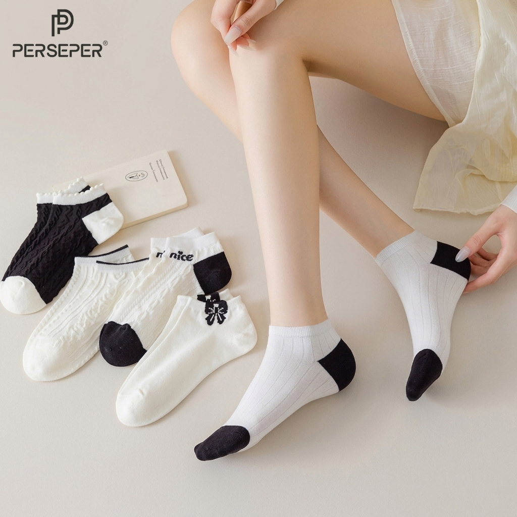 Tất vớ nữ cổ bèo cách điệu phong cách tiểu thư, chất liệu mềm mịn thoáng khí - Ekiu Perseper