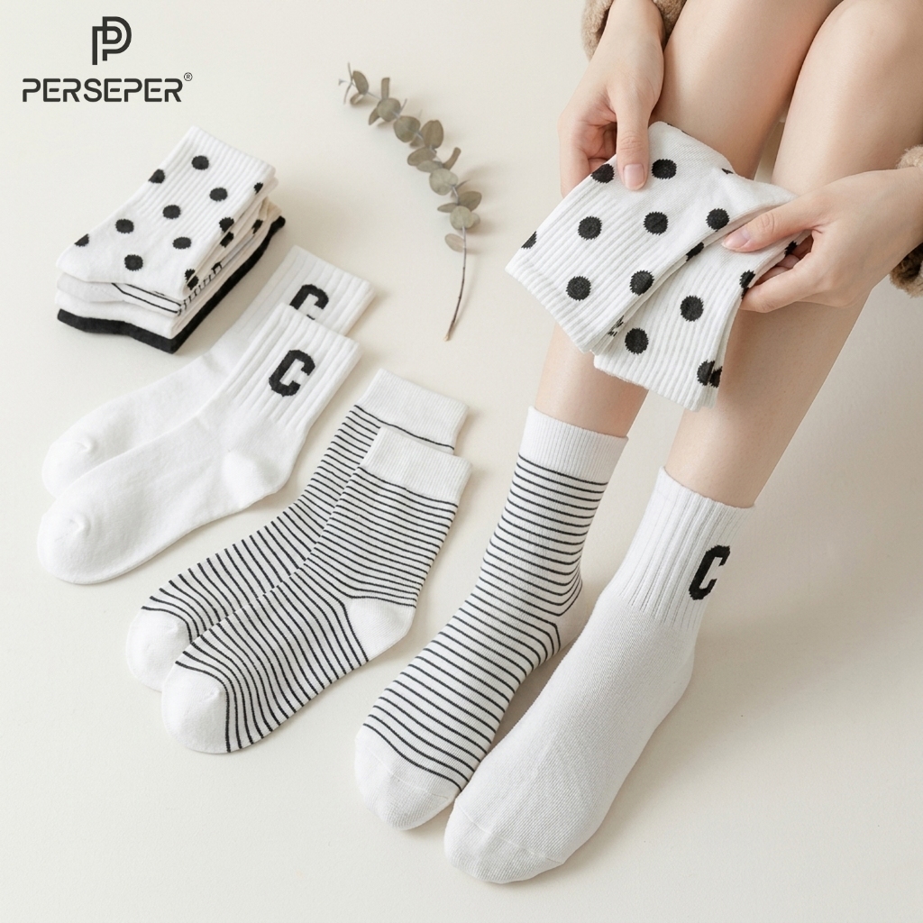 Tất vớ nam nữ cổ cao style Hàn Quốc Basic, chất liệu mềm mịn co giãn 4 chiều - Ekiu Perseper