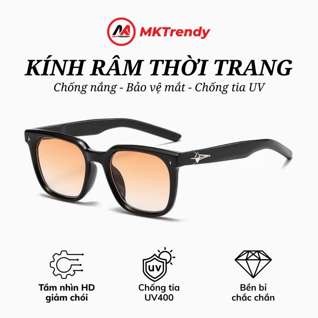 [Võ Hà Linh x MKTRENDY] Kính râm gọng vuông R9 chống tia UV tặng túi đựng kính khăn lau kính