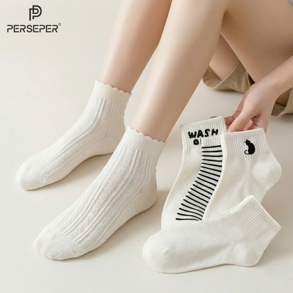 Tất vớ nữ cổ thấp phong cách Hàn Quốc dễ phối đồ, chất liệu mềm mịn thoáng khí - Ekiu Perseper