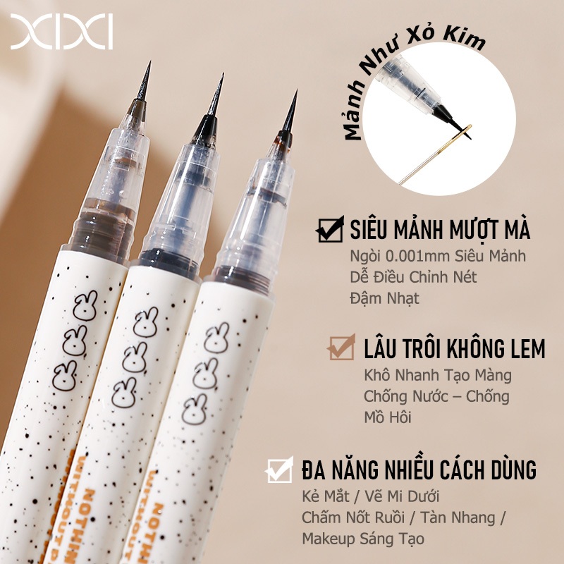 XIXI D677 Bút Kẻ Mắt Nước Ngòi Siêu Mảnh 0.01mm, Chống Nước Lâu Trôi, Không Lem, Lên Màu Đậm, Eyeliner Sắc Nét