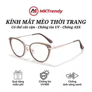 Kính mắt mèo K8 gọng kim loại chống ánh sáng xanh tặng túi đựng kính khăn lau kính