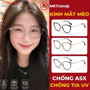 Kính mắt mèo nữ gọng kim loại MKTRENDY chống tia UV chống ánh sáng xanh thời trang xinh dễ thương đi học đi chơi K8