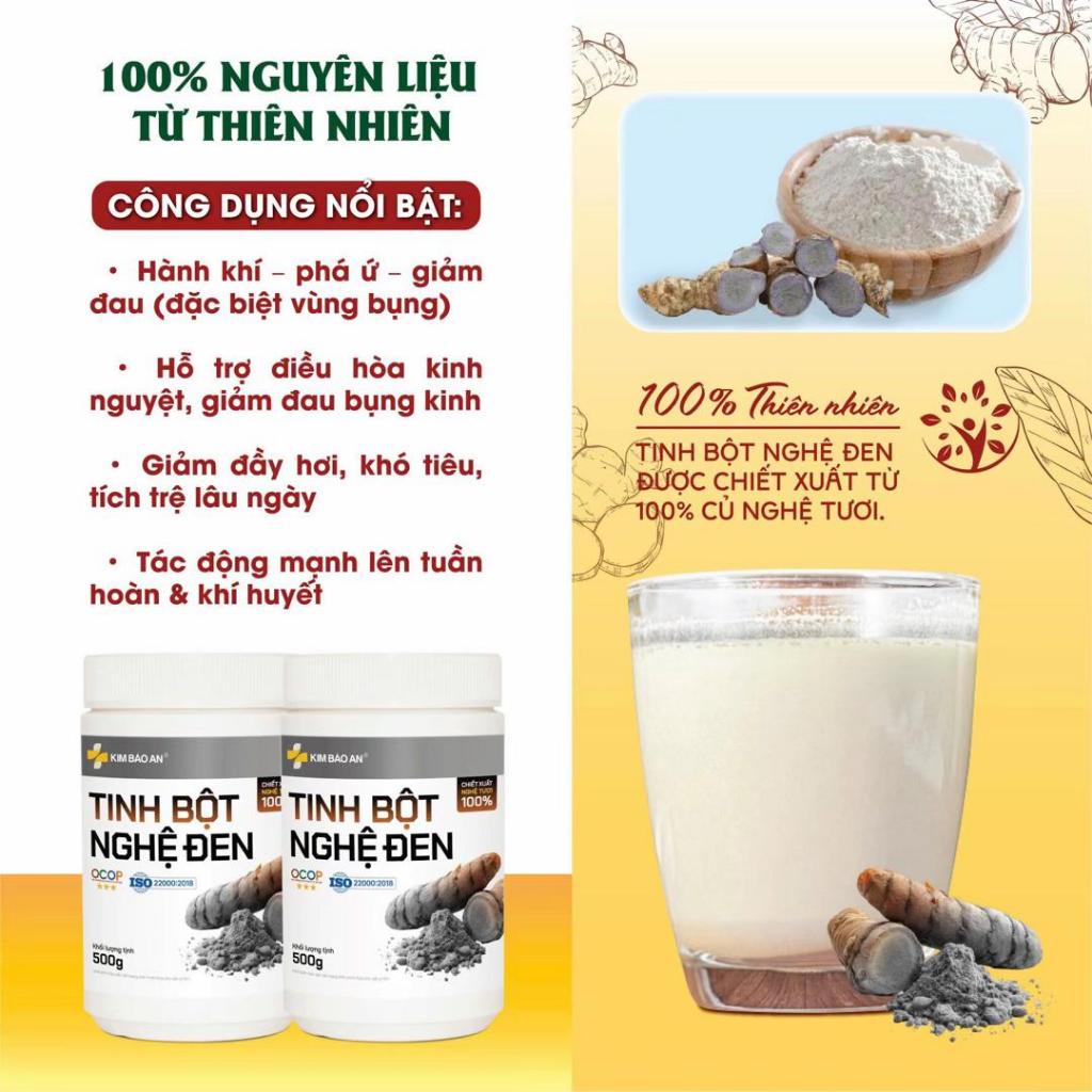 Hộp 500gr Tinh Bột Nghệ Đen Được Chiết Xuất Từ 100% Củ Nghệ Tươi Giữ Trọn Dưỡng Chất Tự Nhiên