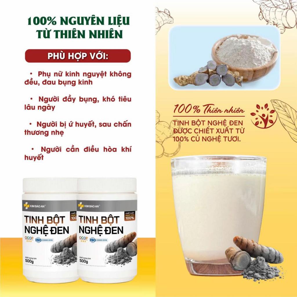 Hộp 500gr Tinh Bột Nghệ Đen Được Chiết Xuất Từ 100% Củ Nghệ Tươi Giữ Trọn Dưỡng Chất Tự Nhiên
