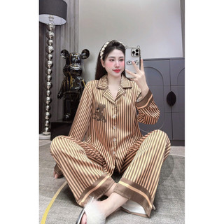 Đồ Bộ Pijama Lụa LaTin Tơ Tằm Thiết Kế Nữ (Có Túi Quần 40kg-60kg)