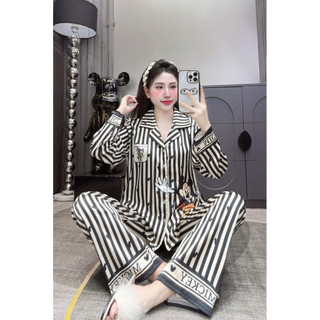 Đồ Bộ Pijama Lụa LaTin Tơ Tằm Thiết Kế Nữ (Có Túi Quần 40kg-60kg)
