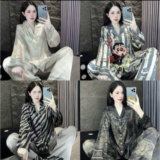 Đồ Bộ Pijama Lụa LaTin Tơ Tằm Thiết Kế Nữ (Có Túi Quần 40kg-60kg)