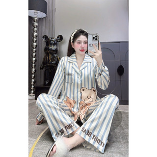 Đồ Bộ Pijama Lụa LaTin Tơ Tằm Thiết Kế Nữ (Có Túi Quần 40kg-60kg)