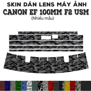 Skin dán Lens Canon EF 100mm f2 USM (Nhiều mẫu) | Decal Film 3M dán bảo vệ ống kính máy ảnh 100 mm