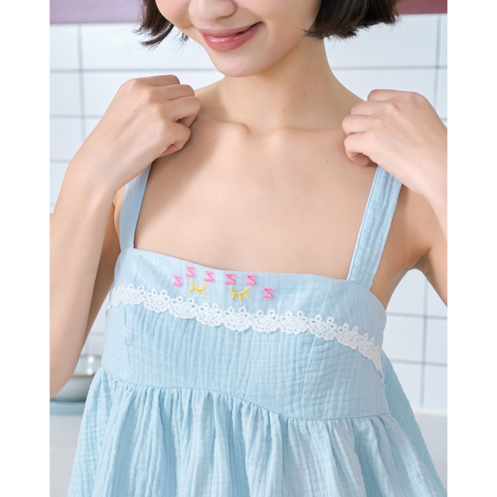 Set Nữ HANYI Áo Hai Dây Bèo Phối Quần  Dễ Thương Mùa Hè SECODEE
