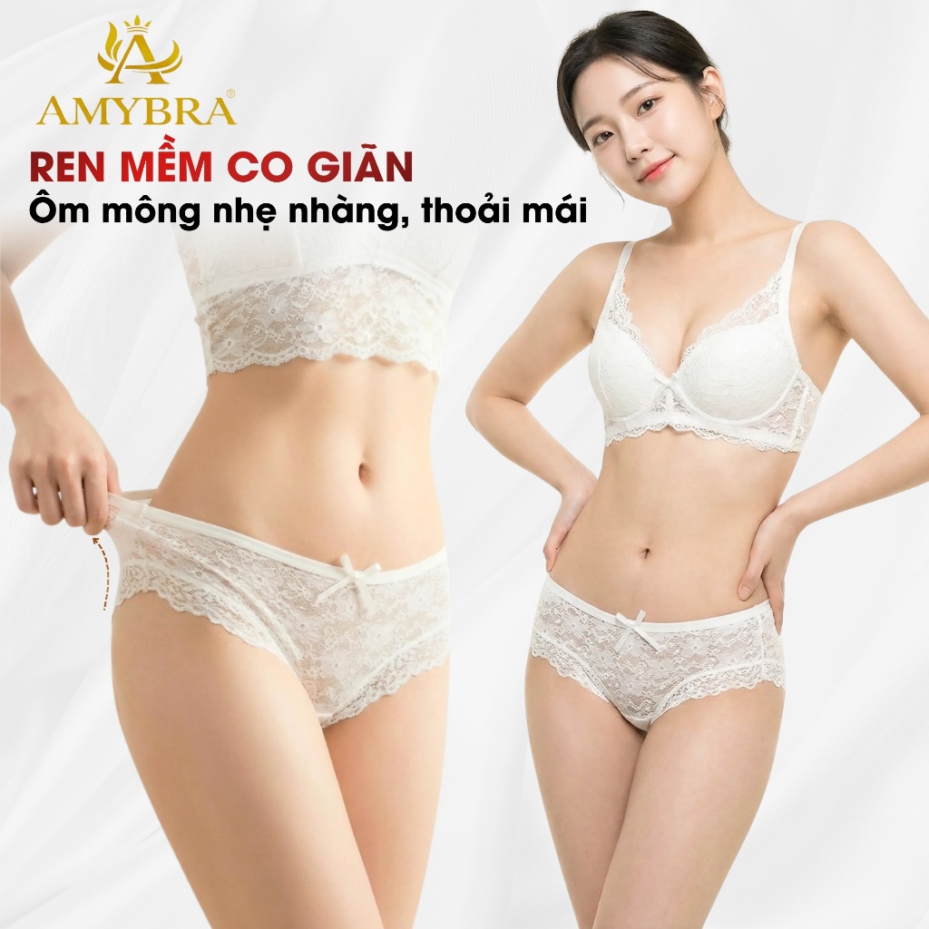 [ BST HÈ ] Quần Lót Nữ AMYBRA Ren Hoa Quyến Rũ, Quần Chip Ren Mềm Mịn Kháng Khuẩn L104