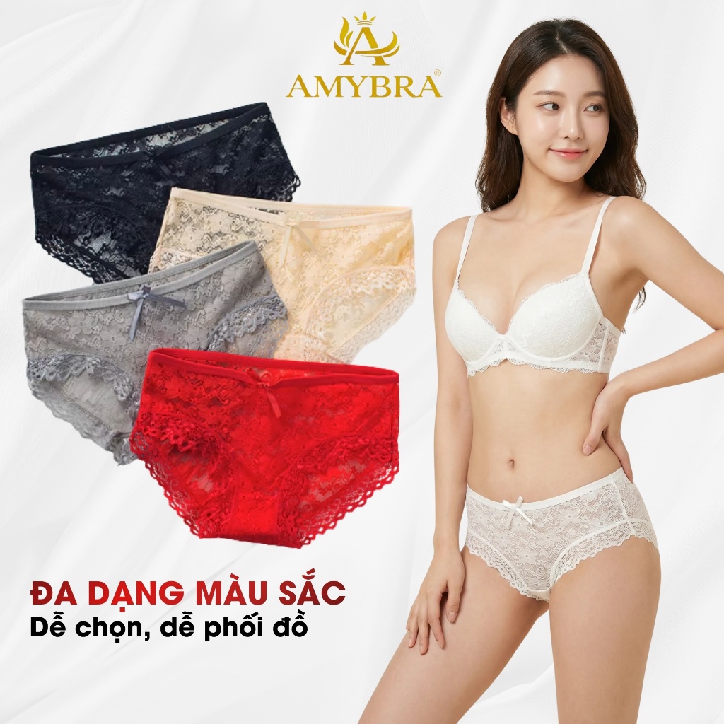 [ BST HÈ ] Quần Lót Nữ AMYBRA Ren Hoa Quyến Rũ, Quần Chip Ren Mềm Mịn Kháng Khuẩn L104