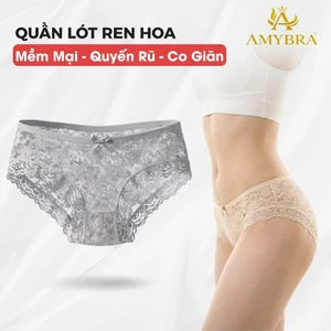 Quần lót ren chất liệu ren mềm êm ái, Quần lót nữ họa tiết hoa nhỏ tinh tế AMYBRA L104