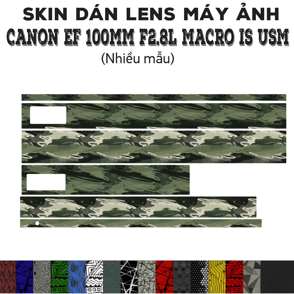 Skin dán Lens Canon EF 100mm f2.8L Macro IS USM (Nhiều mẫu) | Decal Film 3M dán bảo vệ ống kính máy ảnh 100 mm