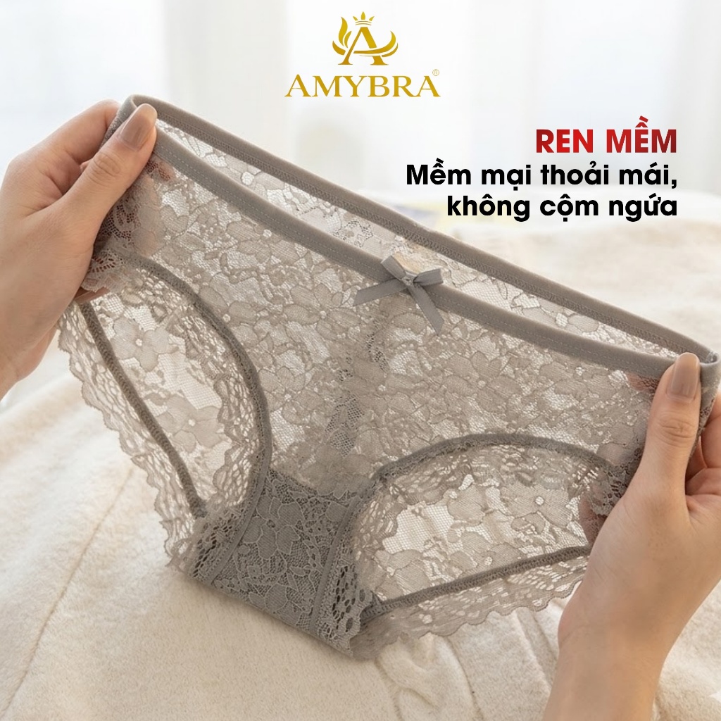 [ BST HÈ ] Quần Lót Nữ AMYBRA Ren Hoa Quyến Rũ, Quần Chip Ren Mềm Mịn Kháng Khuẩn L104