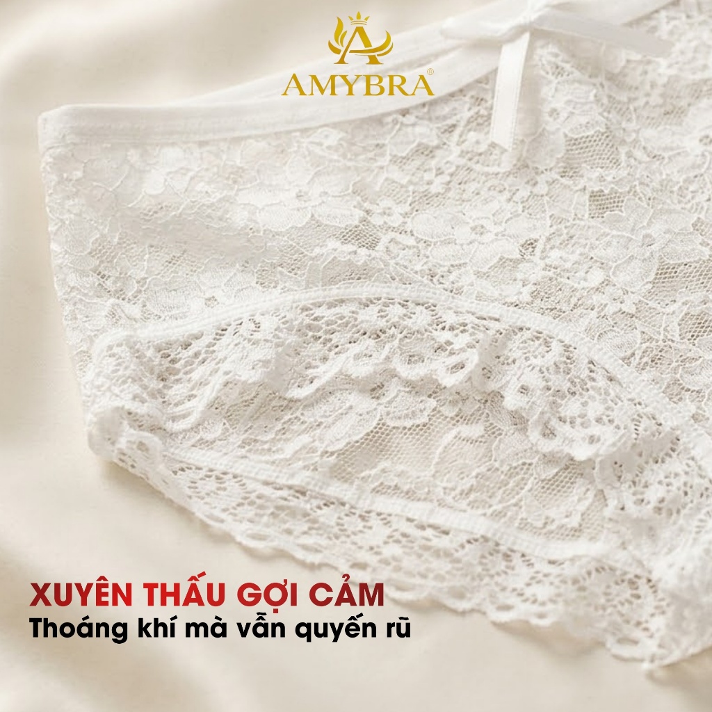 [ BST HÈ ] Quần Lót Nữ AMYBRA Ren Hoa Quyến Rũ, Quần Chip Ren Mềm Mịn Kháng Khuẩn L104