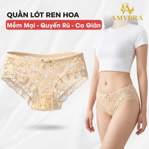 Quần Lót Nữ AMYBRA Ren Hoa Quyến Rũ, Quần Chip Ren Mềm Mịn Kháng Khuẩn L104