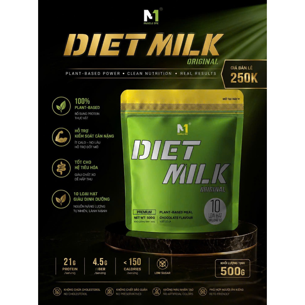 Bột Giảm Cân Đốt Mỡ Diet Milk M1 -  An Toàn, Hiệu Quả + Quà tặng
