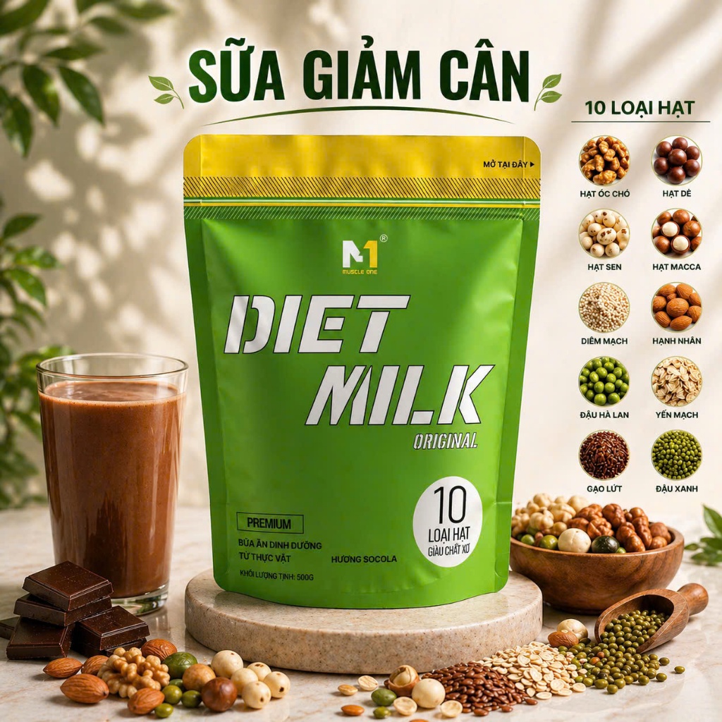 Bột Giảm Cân Đốt Mỡ Diet Milk M1 -  An Toàn, Hiệu Quả + Quà tặng