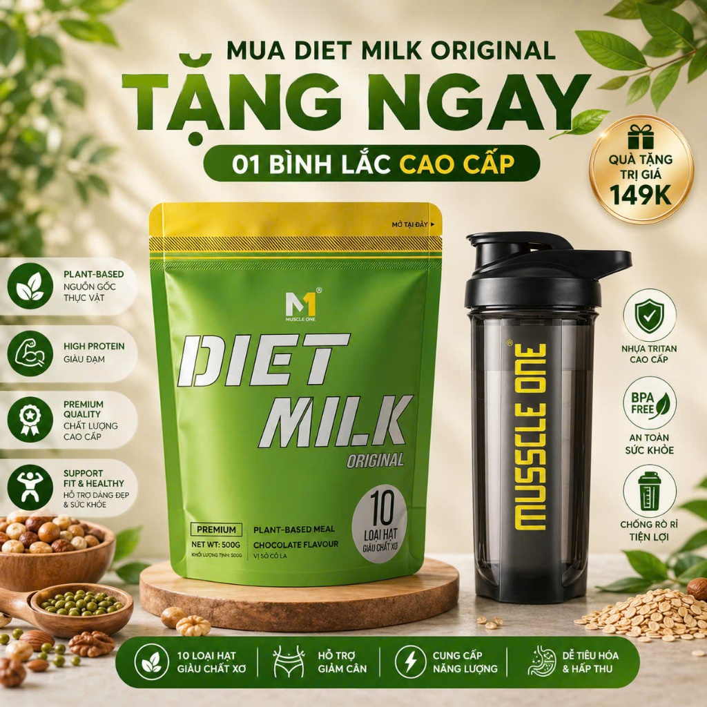 Bột Giảm Cân Đốt Mỡ Diet Milk M1 -  An Toàn, Hiệu Quả + Quà tặng