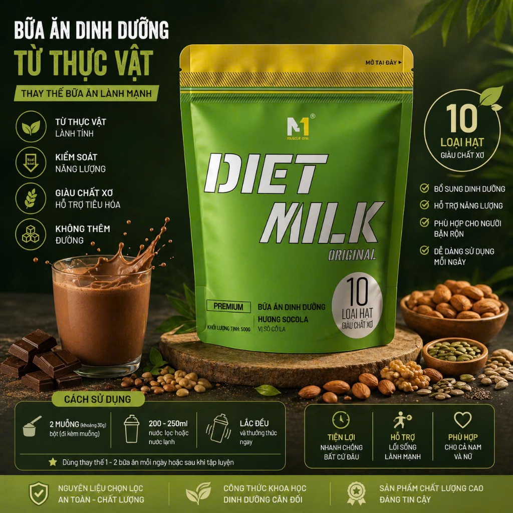 Bột Giảm Cân Đốt Mỡ Diet Milk M1 -  An Toàn, Hiệu Quả + Quà tặng