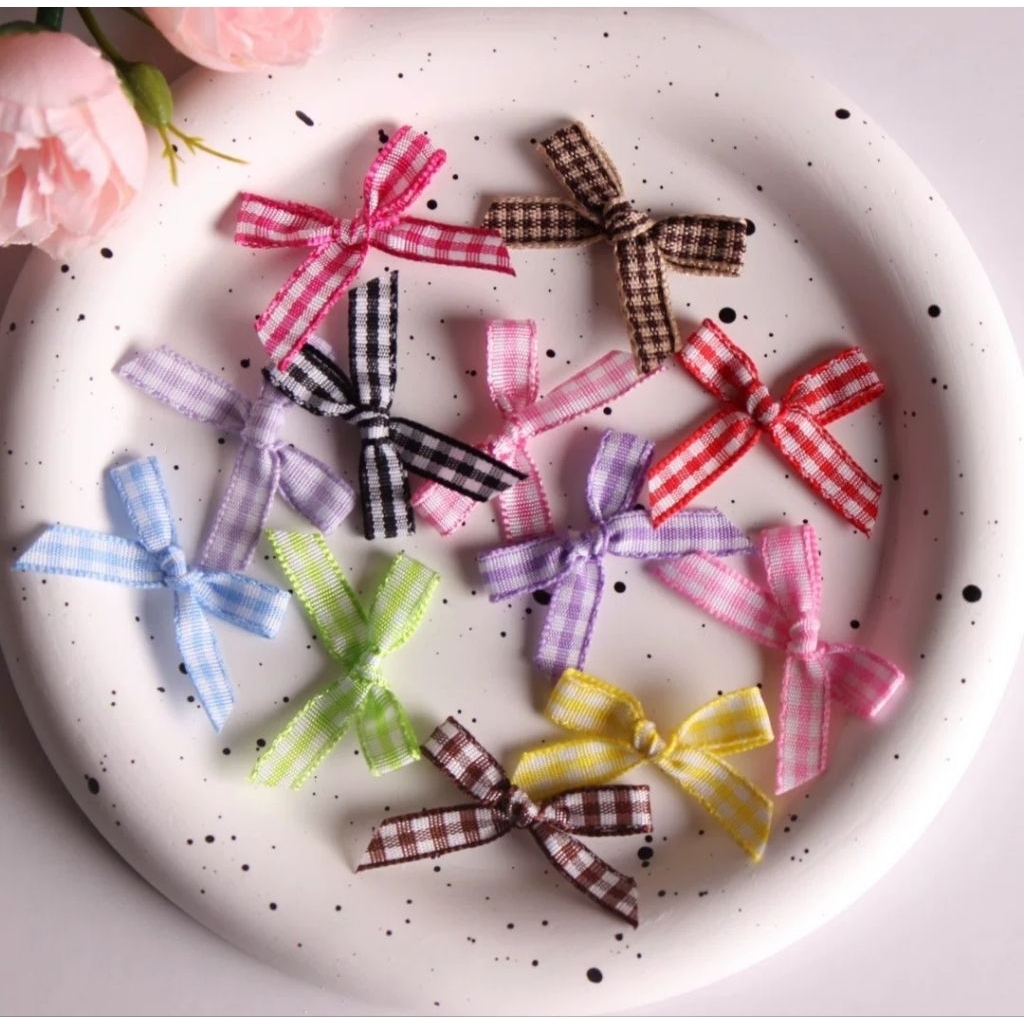 Nơ mini sọc 3.5cm làm đồ handmade diy (set 20c)