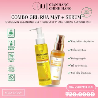 COMBO GEL RỬA MẶT CURCUMIN + Siêu Tinh Chất Dưỡng Trắng & Trẻ Hoá Da BI - PHASE RADIAN AMPOULE 2IN1