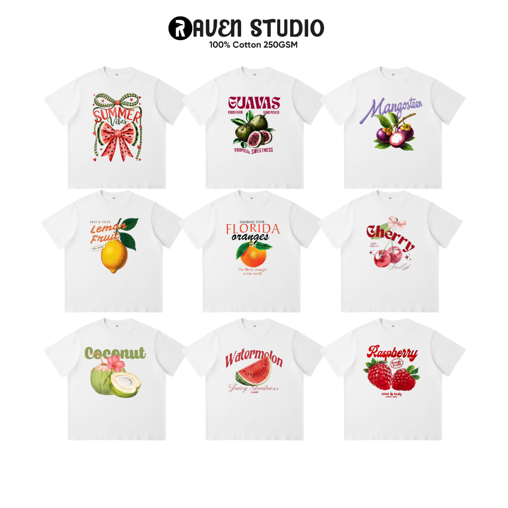 [Áo Biển] Áo Thun SUMMER VIBES: FRUIT EDITION Raven Studio 100% Cotton 250GSM
