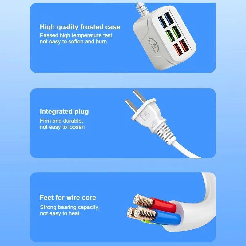 Hub Sạc USB 6 Cổng 6U Sạc Nhanh Đa Năng Chống Nóng Quá Dòng Dùng Cho Điện Thoại Máy Tính Bảng