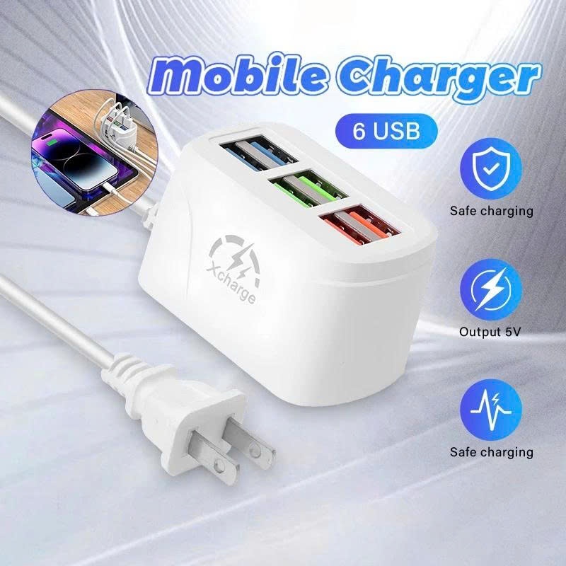 Hub Sạc USB 6 Cổng 6U Sạc Nhanh Đa Năng Chống Nóng Quá Dòng Dùng Cho Điện Thoại Máy Tính Bảng