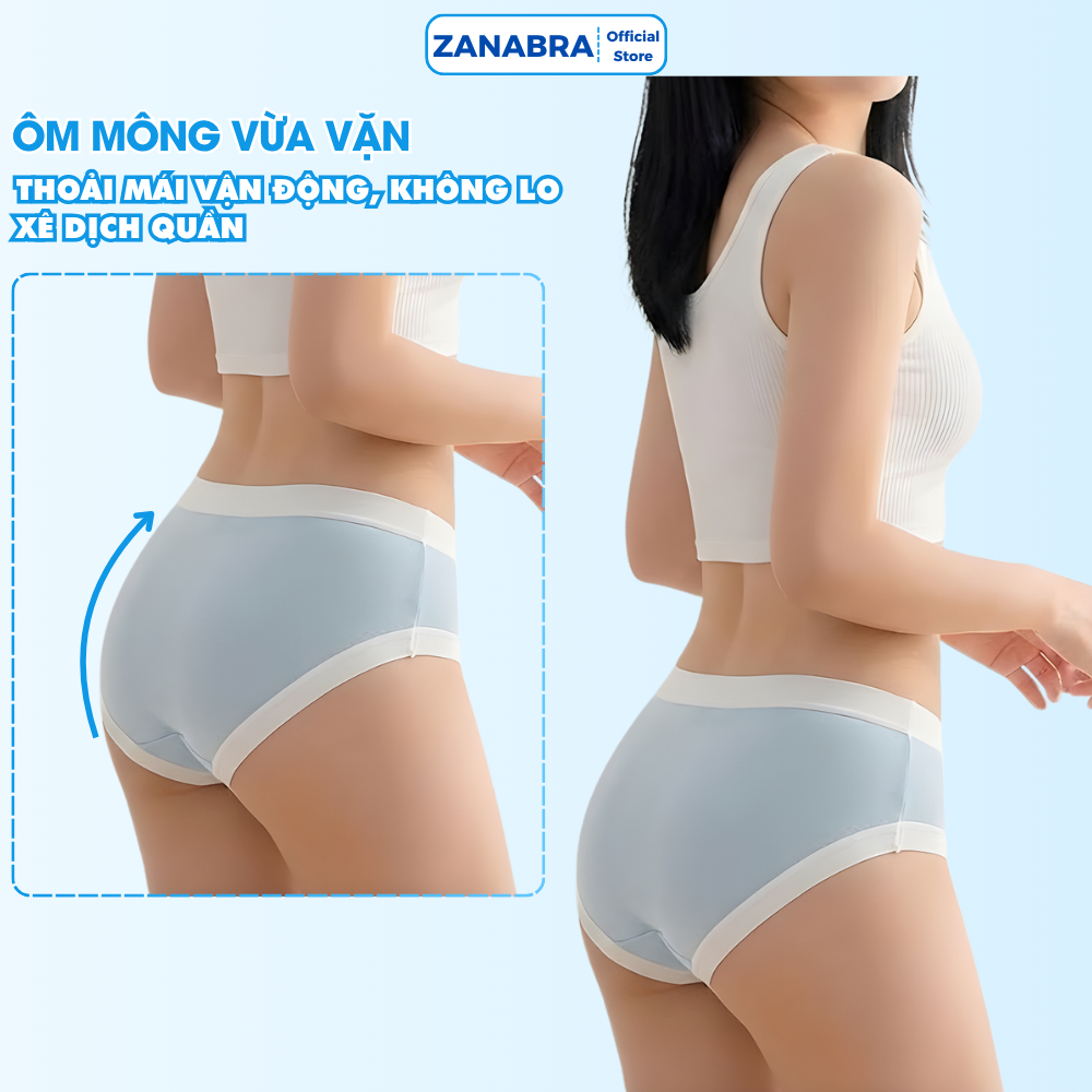 Quần lót cotton viền su họa tiết cute, Quần chíp nữ đáy kháng khuẩn 10a mềm mịn ZANABRA L1164