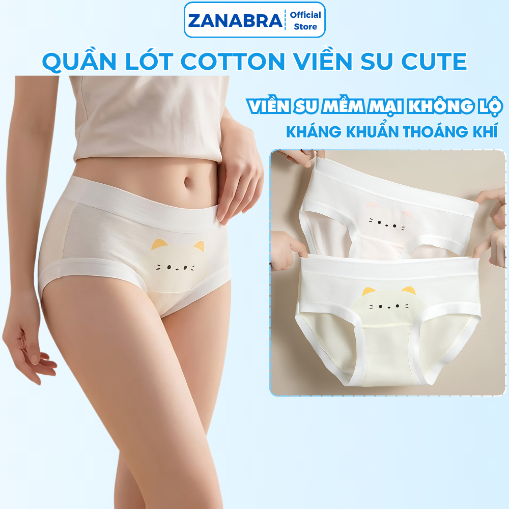 Combo 5 quần lót nữ đáy kháng khuẩn 10a thoáng khí, quần chíp nữ chất cotton viền su ZANABRA L1164