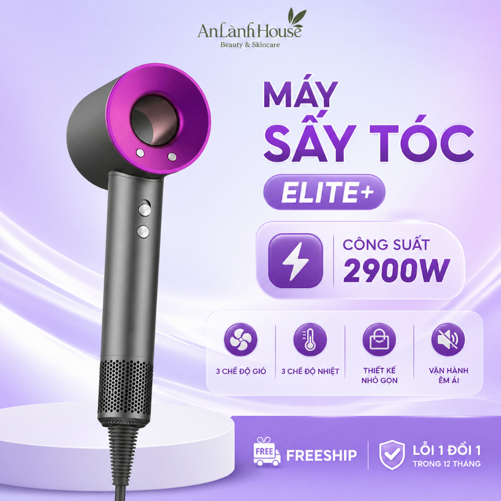 Máy Sấy Tóc Ion Âm, 3 Chế Độ Sấy, 2 Chiều Nóng Lạnh, Sấy Nhanh Mềm Mượt Tóc
