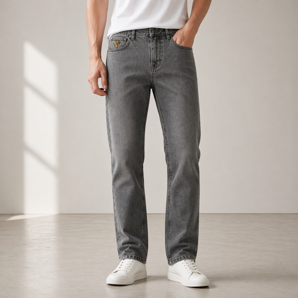 Xám Xi Măng VIP 10 - Quần Jean Nam Xám Xi Măng Slimfit Holusan Co Giãn Nhẹ Form Đứng Basic Cao Cấp
