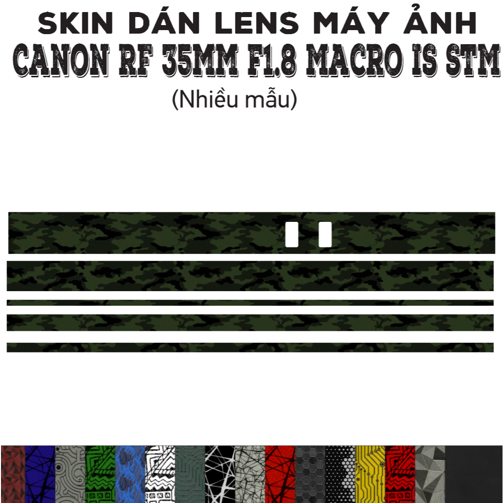 Skin dán Lens Canon RF 35mm f1.8 Macro IS STM (Nhiều mẫu) | Decal Film 3M dán bảo vệ ống kính máy ảnh 35 mm