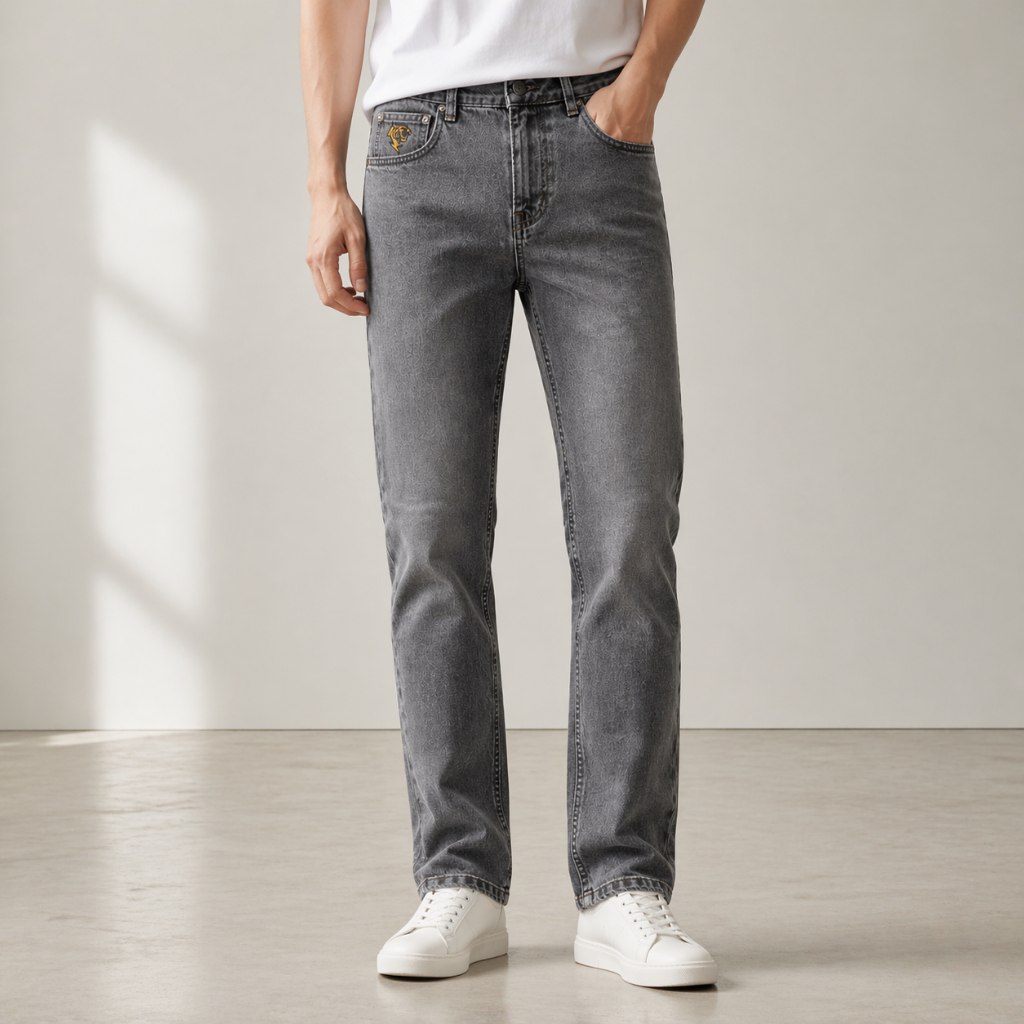 Xám Khói VIP 16 - Quần Jean Nam Xám Khói Slimfit Holusan Co Giãn Nhẹ Form Đứng Basic Cao Cấp