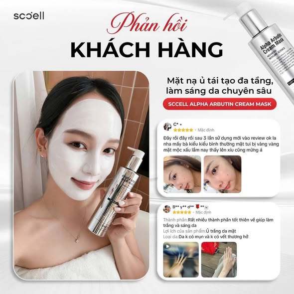 Mặt Nạ Dưỡng Sáng SCCELL Alpha Arbutin Cream Mask - Kết Cấu Dạng Kem, Dễ Tán, Hỗ Trợ Dưỡng Ẩm Và Phục Hồi Da 240ml_Thyle