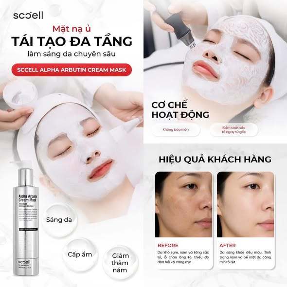 Mặt Nạ Dưỡng Sáng SCCELL Alpha Arbutin Cream Mask - Kết Cấu Dạng Kem, Dễ Tán, Hỗ Trợ Dưỡng Ẩm Và Phục Hồi Da 240ml_Thyle