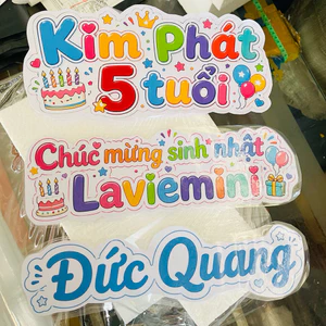 1 cái banner in tên và tuổi sinh nhật ép plastic theo yêu cầu KT 29cmx10cm