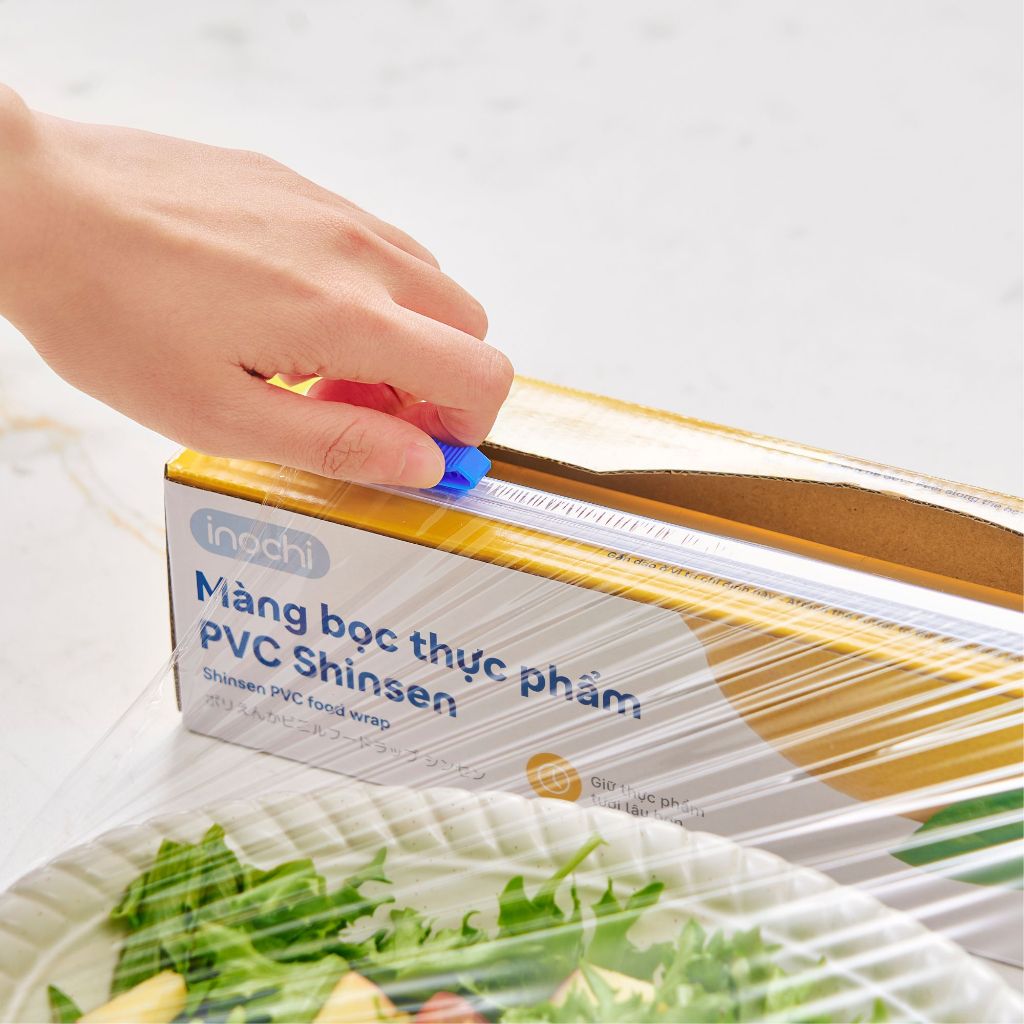 Màng Bọc Thực Phẩm INOCHI Có Dao Cắt Tiện Lợi, Dễ Dùng, Dẻo Dai, Không Rách, Bảo Quản Tốt
