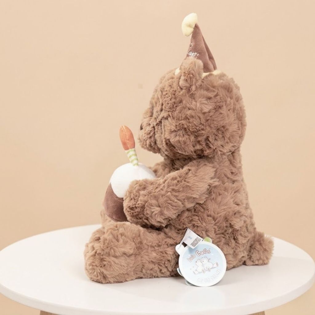 Gấu Bông Sinh Nhật Teddy Ôm Bánh Kem Đội Mũ Dễ Thương, Quà Tặng Sinh Nhật Gấu Bông Cho Người Thân,Người Yêu