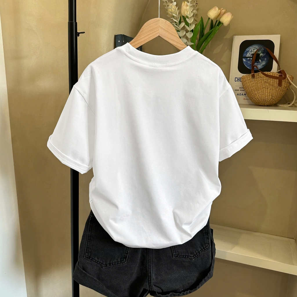 Áo Thun Phối Giỏ Trái Cây Xinh Yêu, Chất Cotton Thoáng Mát, Có Kèm Hình Thật.