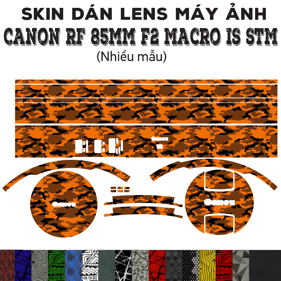Skin dán Lens Canon RF 85mm f2 Macro IS STM (Nhiều mẫu) | Decal Film 3M dán bảo vệ ống kính máy ảnh 85 mm