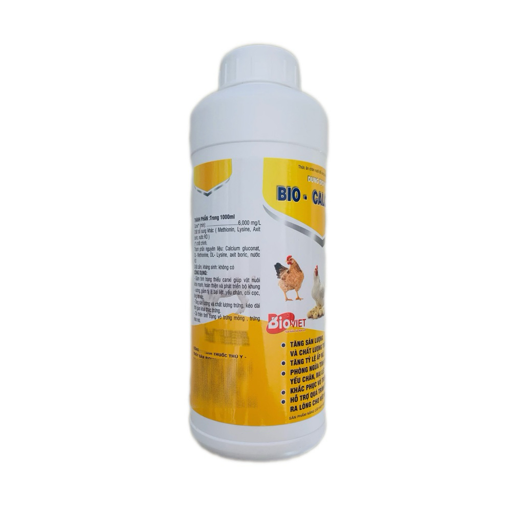 Bio - Calci Oral 1Lít Hỗ Trợ Tăng Sản Lượng Và Chất Lượng Trứng, Bổ sung Canxi Cho Gà, Vịt, Ngan, Cút