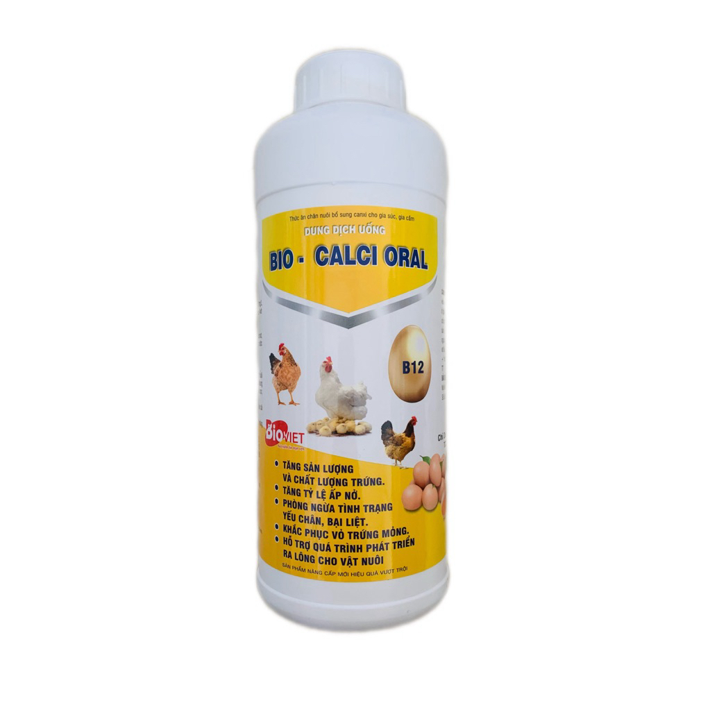 Bio - Calci Oral 1Lít Hỗ Trợ Tăng Sản Lượng Và Chất Lượng Trứng, Bổ sung Canxi Cho Gà, Vịt, Ngan, Cút
